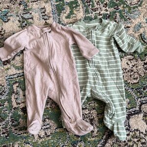 Carters Bundle of (2) striped cotton footies